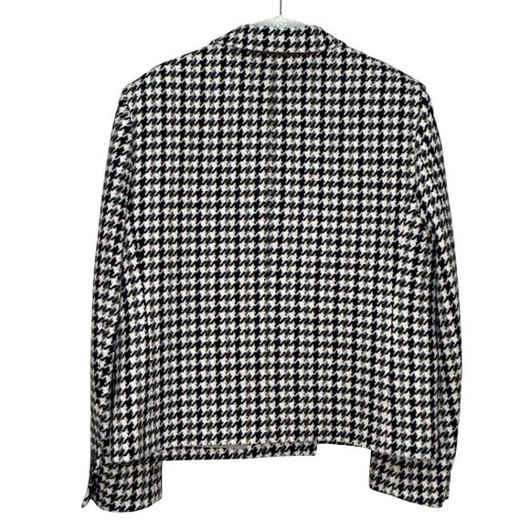 Theory Houndstooth Check Crop Wool Blazer Jacket Size 8 Black Grey Cream Tan - Picture 7 of 10